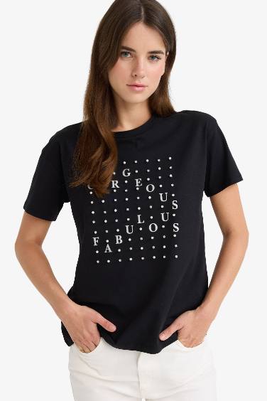 Relax Fit Crew Neck Printed Cotton T-Shirt