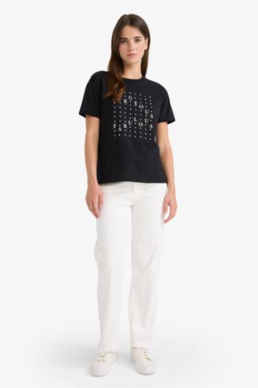 Relax Fit Crew Neck Printed Cotton T-Shirt