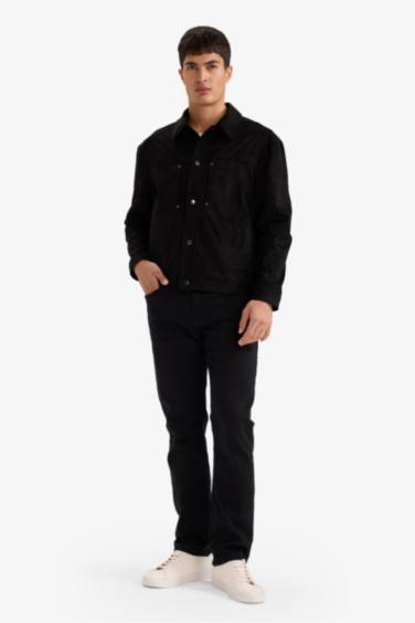 Slim Fit поло жағалы найзағайлы куртка