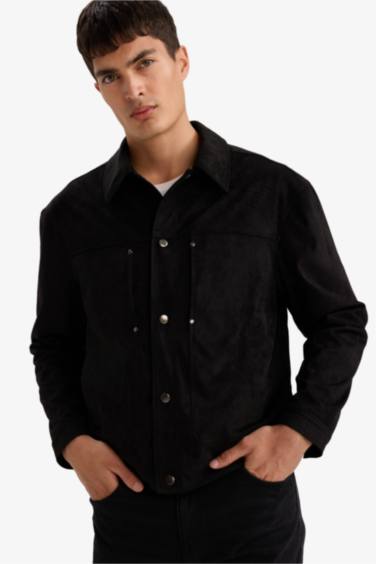 Slim Fit поло жағалы найзағайлы куртка