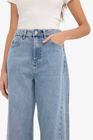 Relax Fit жоғары белді қайырмалы балақты джинс шалбар