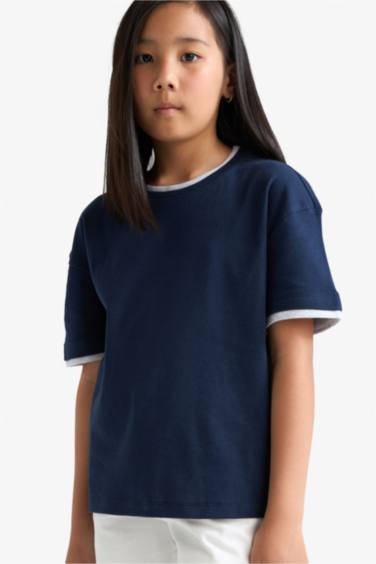 Girl Relax Fit Ribbed Short Sleeve T-Shirt