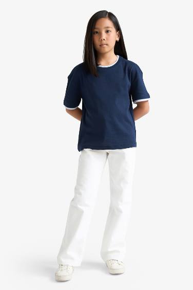 Girl Relax Fit Ribbed Short Sleeve T-Shirt