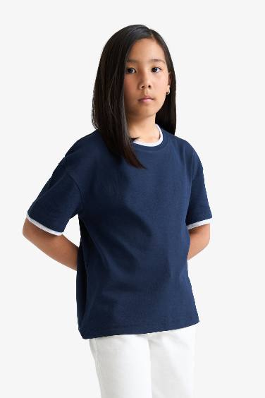 Girl Relax Fit Ribbed Short Sleeve T-Shirt