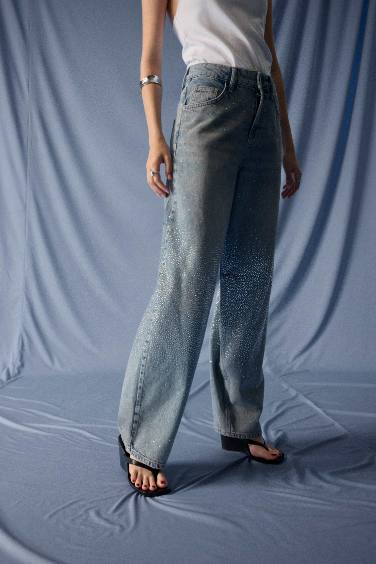 Baggy Fit High Waist Long Jeans