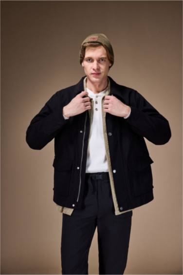 Regular Fit Polo Collar Cotton Jacket