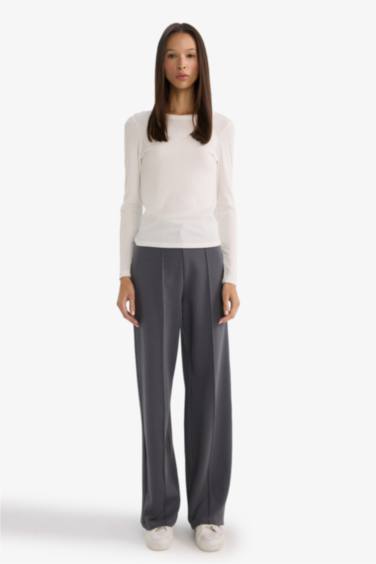 بنطرون قماش سميك قصة مستقيمة