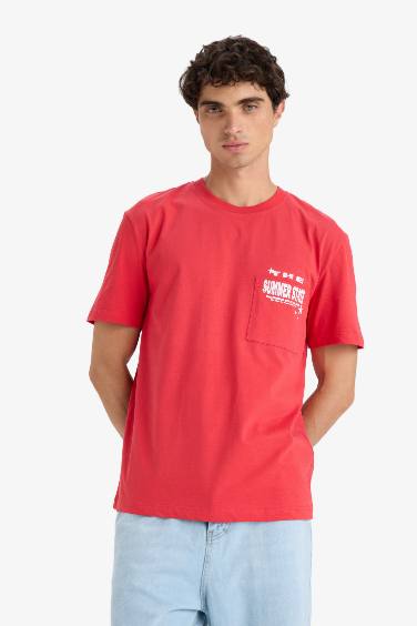 تيشيرت نص ردن مطبوع قصة عادية بياخة مستديرة