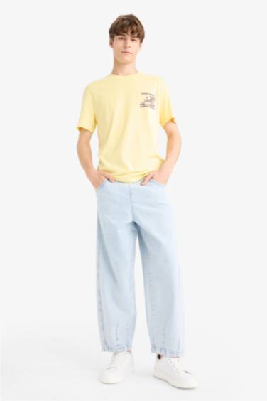 Regular Fit Crew Neck Printed Short Sleeve T-Shirt