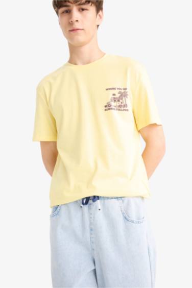 Regular Fit Crew Neck Printed Short Sleeve T-Shirt