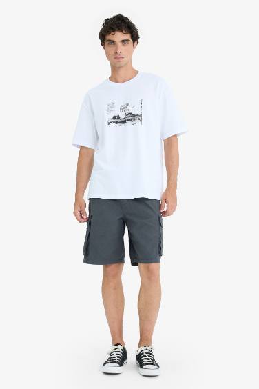 Boxy Fit Crew Neck Printed Short Sleeve T-Shirt