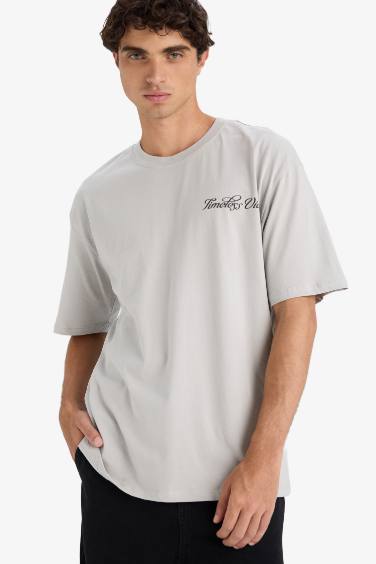 Boxy Fit Crew Neck Printed Short Sleeve T-Shirt