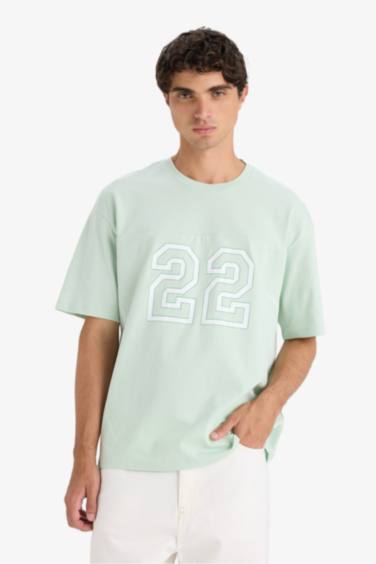 Boxy Fit Crew Neck Printed Short Sleeve T-Shirt