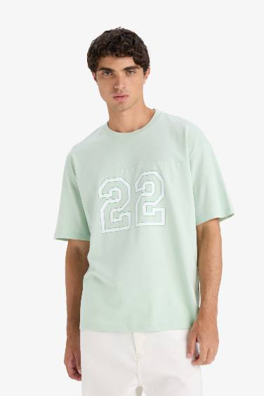 Boxy Fit Crew Neck Printed Short Sleeve T-Shirt