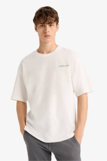 Boxy Fit Crew Neck Printed Short Sleeve T-Shirt