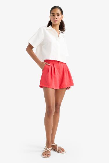 Regular Fit Shirt Collar Poplin Short Sleeve Shirt