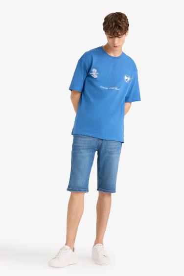 Boxy Fit Crew Neck Printed Short Sleeve T-Shirt