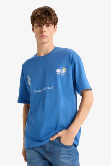 Boxy Fit Crew Neck Printed Short Sleeve T-Shirt