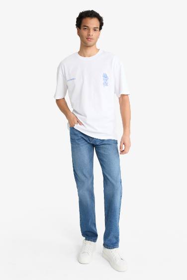 Boxy Fit Crew Neck Printed Short Sleeve T-shirt