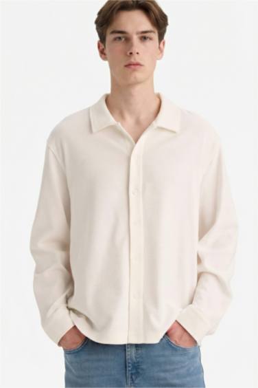 Boxy Fit поло жағалы ұзын жеңді жейде