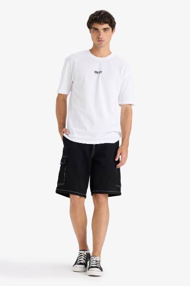 تيشيرت نص ردن اوفر سايز وطبعة من الخلف