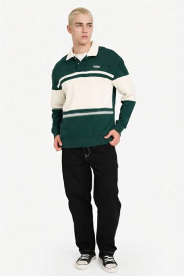 Boxy Fit Polo Yaka Sweatshirt