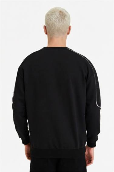 Boxy Fit Bisiklet Yaka Baskılı Sweatshirt