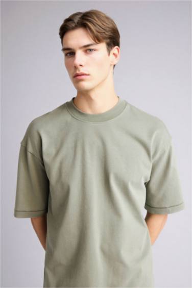 %100 Pamuk Boxy Fit Tişört - Görsel 3