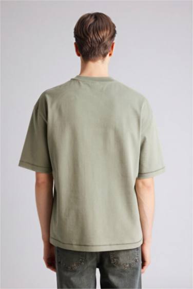 %100 Pamuk Boxy Fit Tişört - Görsel 5