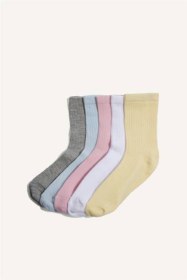 Girl 5 Piece Cotton Long Socks