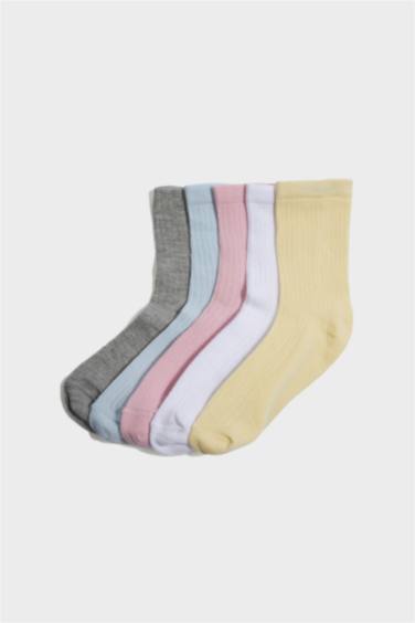 Lot de 5 paires de Chaussettes longues en coton pour fille