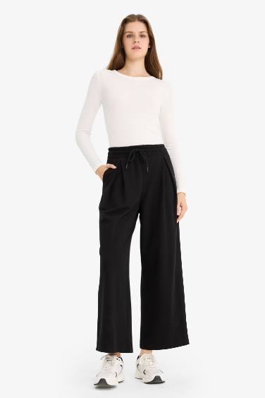 Barrel Fit Thick Sweatshirt Fabric Trousers