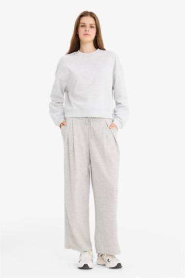 Barrel Fit Thick Sweatshirt Fabric Trousers