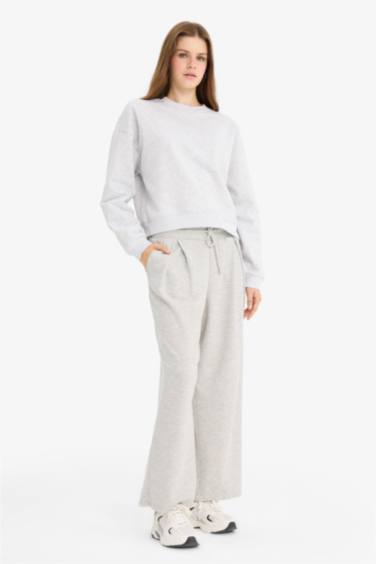 Barrel Fit Thick Sweatshirt Fabric Trousers