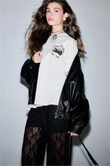 T-shirt oversize imprimé au dos à col rond et manches courtes