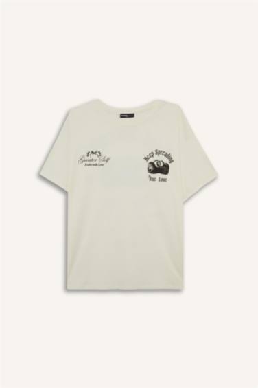 T-shirt oversize imprimé au dos à col rond et manches courtes