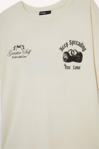 T-shirt oversize imprimé au dos à col rond et manches courtes