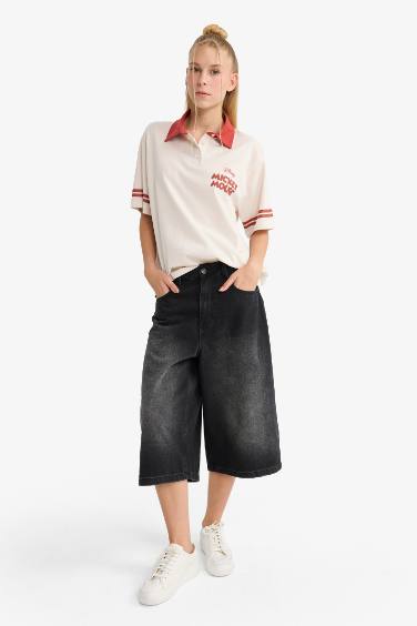 Disney Mickey & Minnie Oversize Fit Polo T-Shirt