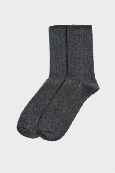 Kadın Parıltılı 3'lü Pamuklu Uzun Çorap