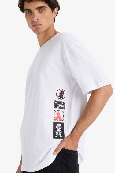 Boxy Fit Crew Neck Printed Short Sleeve T-Shirt