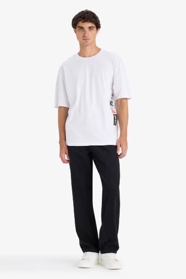 Boxy Fit Crew Neck Printed Short Sleeve T-Shirt