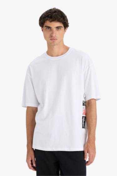 Boxy Fit Crew Neck Printed Short Sleeve T-Shirt