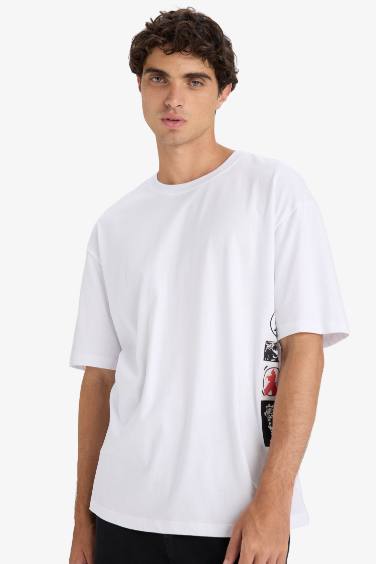 Boxy Fit Crew Neck Printed Short Sleeve T-Shirt