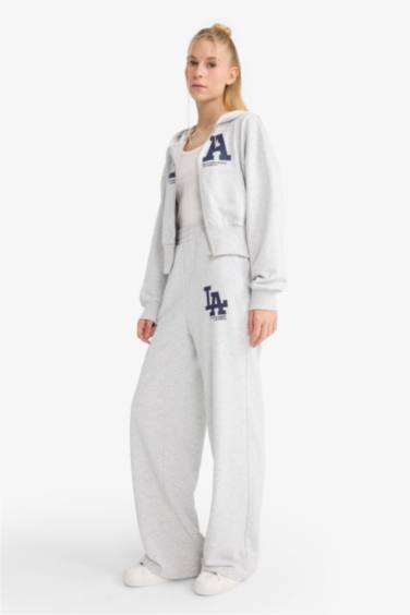 Coool Cropped Fit Kapüşonlu Baskılı Fermuarlı Sweatshirt