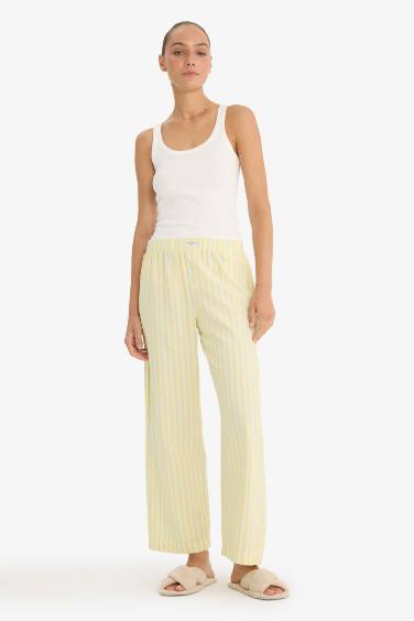 Regular Fit Gofre Dokulu Çizgili Pijama Altı-Fall in Love