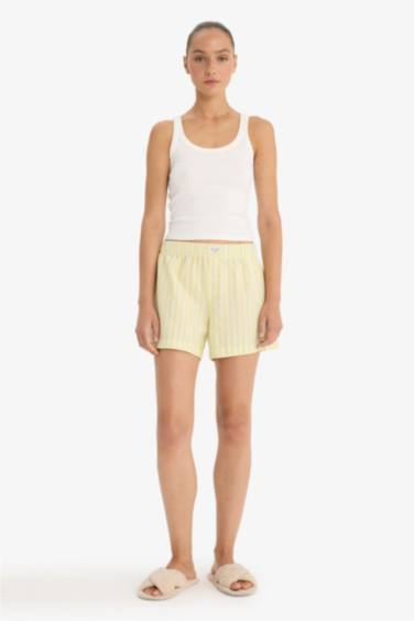 بنطلون منسوج قصة عادية أصفر فاتح