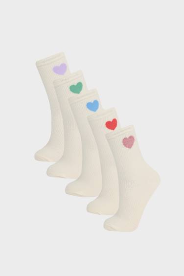 Girl 5 Piece Cotton Long Socks