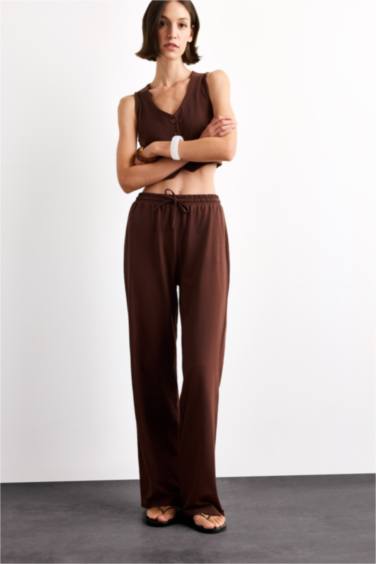 Slim Fit Striped Button Neck Tank Top