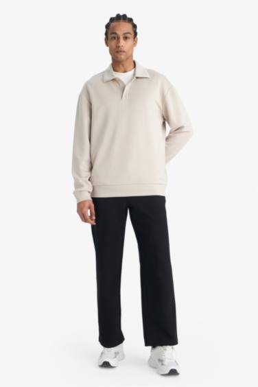 Standard Fit Stand Collar Modal Sports Sweatshirt