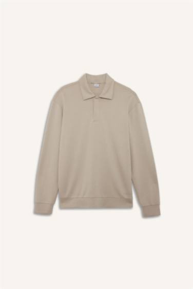 Standard Fit Stand Collar Modal Sports Sweatshirt